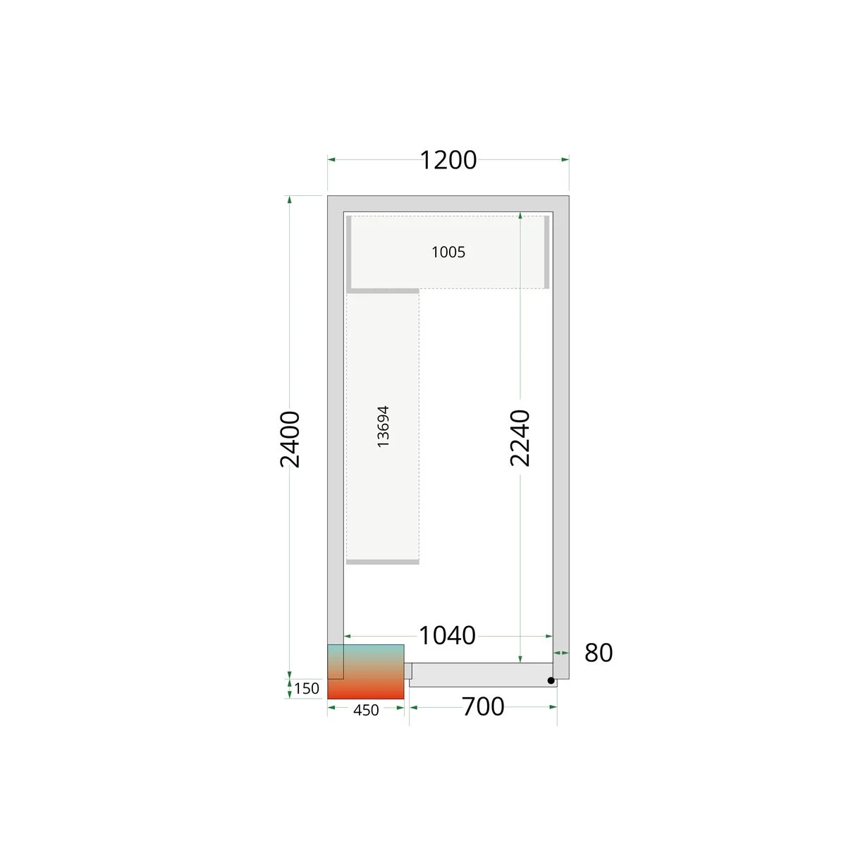 Kølerumspaneler 80 mm CR 120x240x212 NF billede