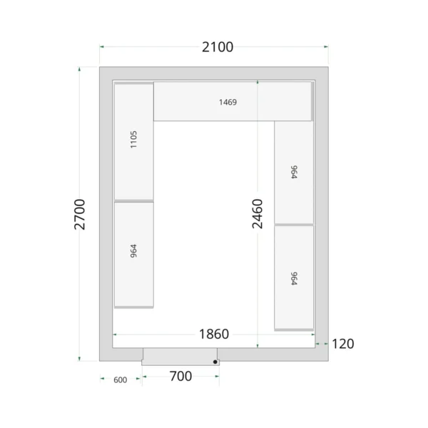 Fryserumspaneler 120 mm CR 210x270x220, set forfra
