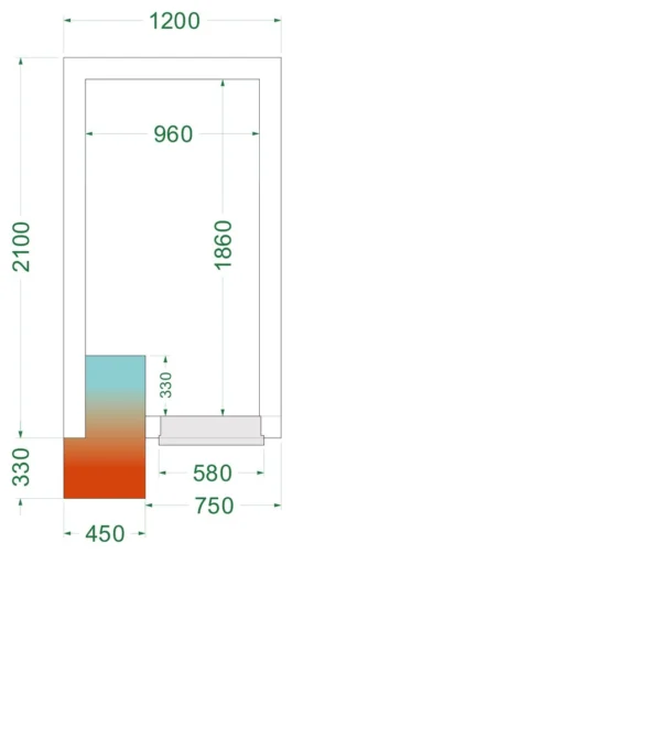 Fryserum CRNF1221, set forfra