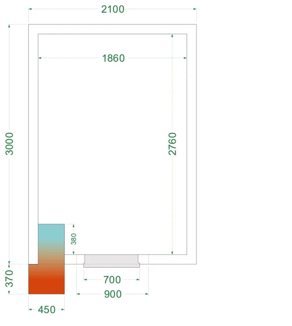 Fryserum CRNF2130, set forfra