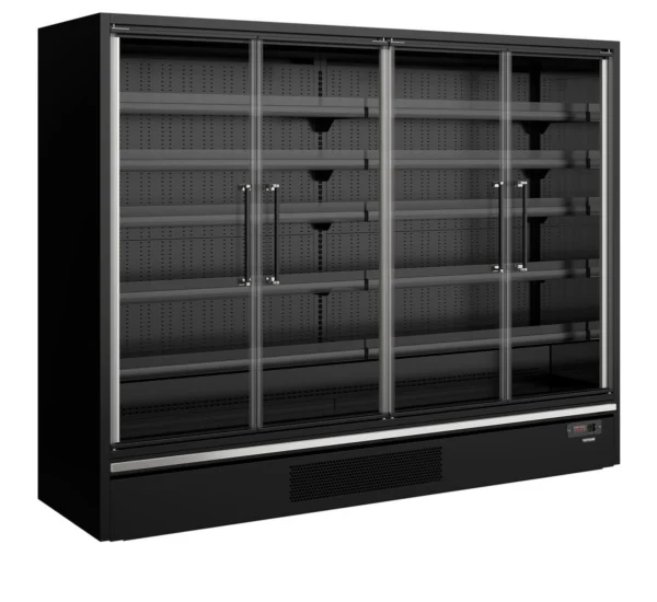 Multideck køler til supermarked Galaxy+ GP26FGD Maxi Black, set forfra