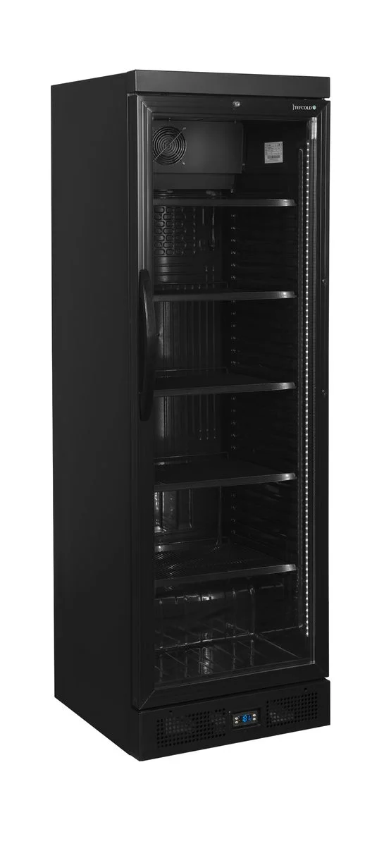 Sort flaskekøleskab CEV435 BLACK, set forfra
