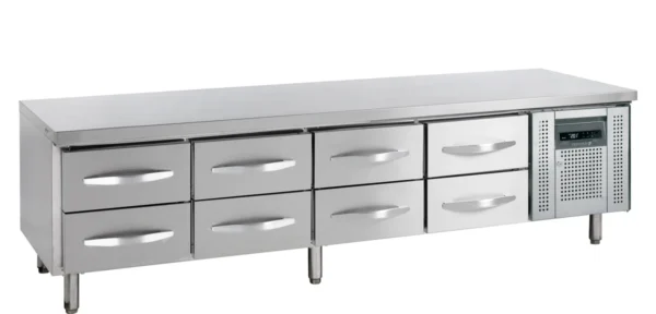 Rustfri Lavt Kølebord GN1/1 UC5480, set forfra